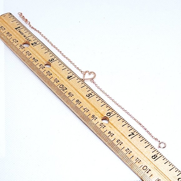 14K Rose Gold over 925 Sterling Silver heart & kiss bracelet 7.25-8 in 3.4 gr - Picture 5 of 5